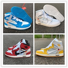 Off White X Air Jordan 1 UNC Powder Blue Red Chicago White Basketball Shoes