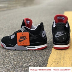 Air Jordan 4 “Bred”     Logo Back 1:1 Top Quality Shoes AJ4 Sneakers