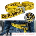 Off White Belt 2018 Industrial Yellow Belt Silver Buckle 200CM Off White Strap