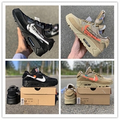 OFF-WHITE x      Air Max 90 Desert Ore Black Running Shoes Virgil Abloh Swoosh