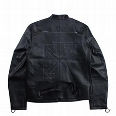 Off White 19FW CO Virgil Abloh Womens Mens Objects Real Leather Jacket Coat