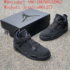 Original Quality Air Jordan 4 Black Cat Shoes AJ4 4s Basketball Shoes