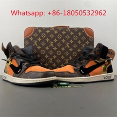 OFF-WHITE  Air Jordan 1 Louis Vuitton LV Basketball Sneaker Running Shoe US7-14