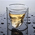 Hot Selling Double Wall Clear Drinking Skull Glass Coffee Mugs for Whiskey Beer 