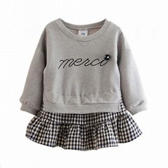 Wholesale Faux-two Stylish Letter Print Pullover for Toddler Girl and Girl