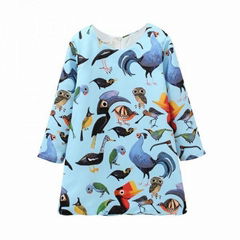 High quality Chic Bird Print Long-sleeve