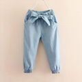 Casual Solid Bow Decor Pants for Toddler Girl and Girl for sale