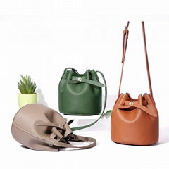 PU leather New Custom logo Women's handbag wholesale Bucket Bag with strap