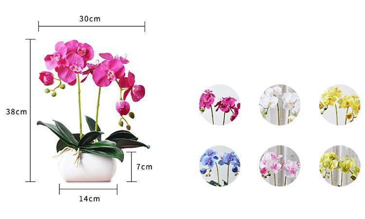 High Quality Real Touch Flower Arrangement Orchid Plants Bonsai Pot 5