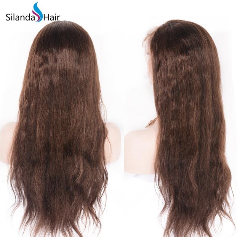 Straight #4 Silk Base Full Lace Wigs Brazilian Human Hair 2