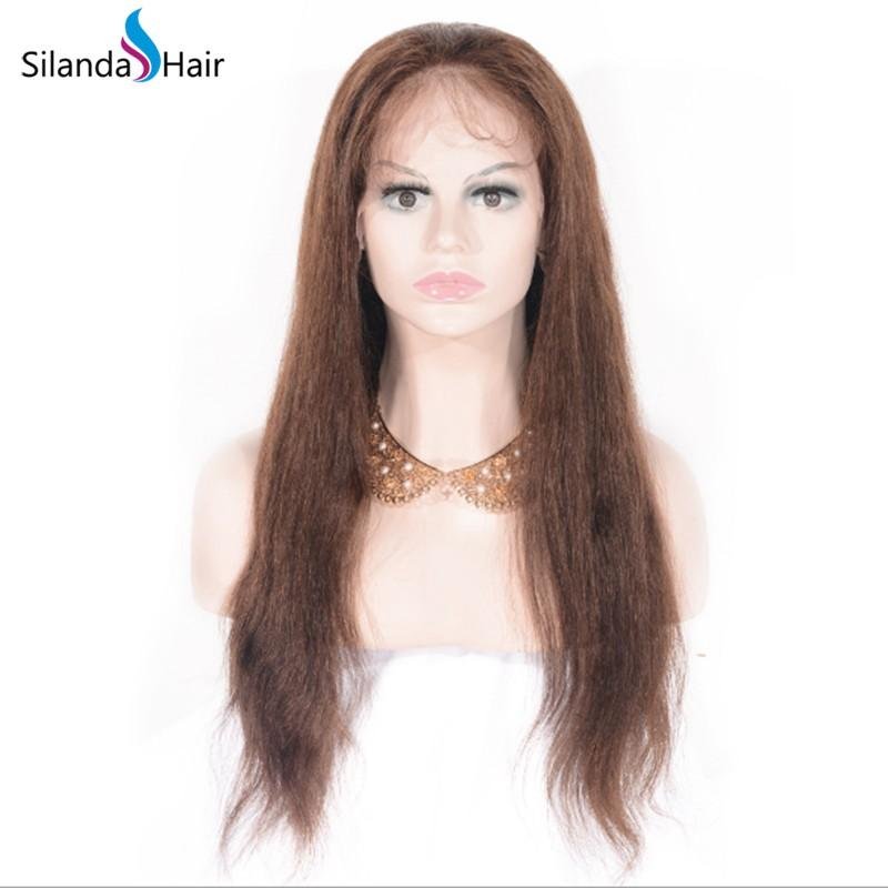 Straight #4 Silk Base Full Lace Wigs Brazilian Human Hair 5