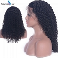 Curly Remy Brazilian Human Hair #1B Handmade Full Lace Wigs 1