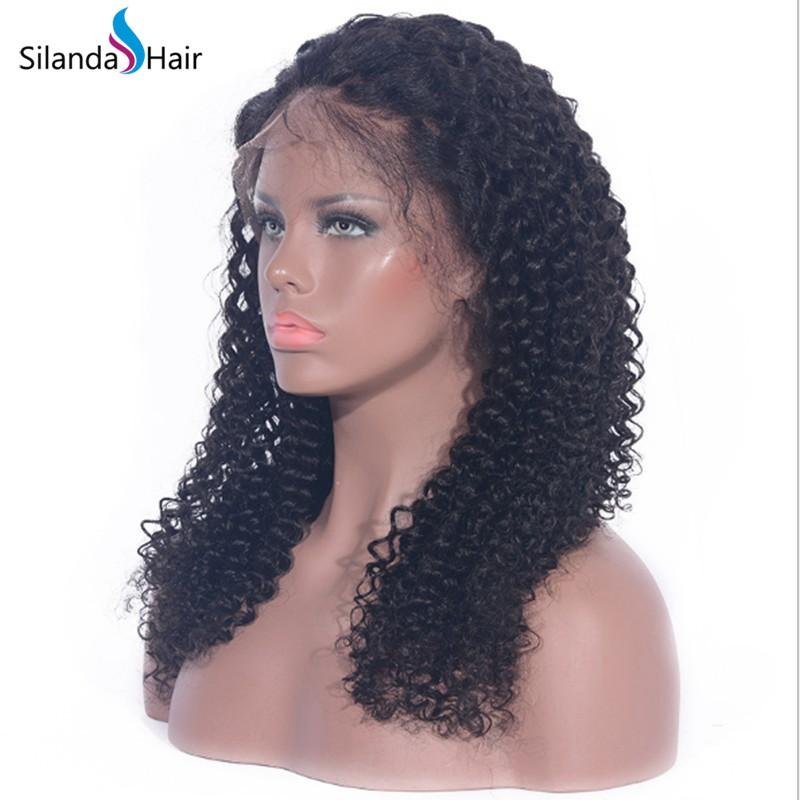 Curly Remy Brazilian Human Hair #1B Handmade Full Lace Wigs 2