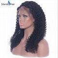 Curly Remy Brazilian Human Hair #1B Handmade Full Lace Wigs 2