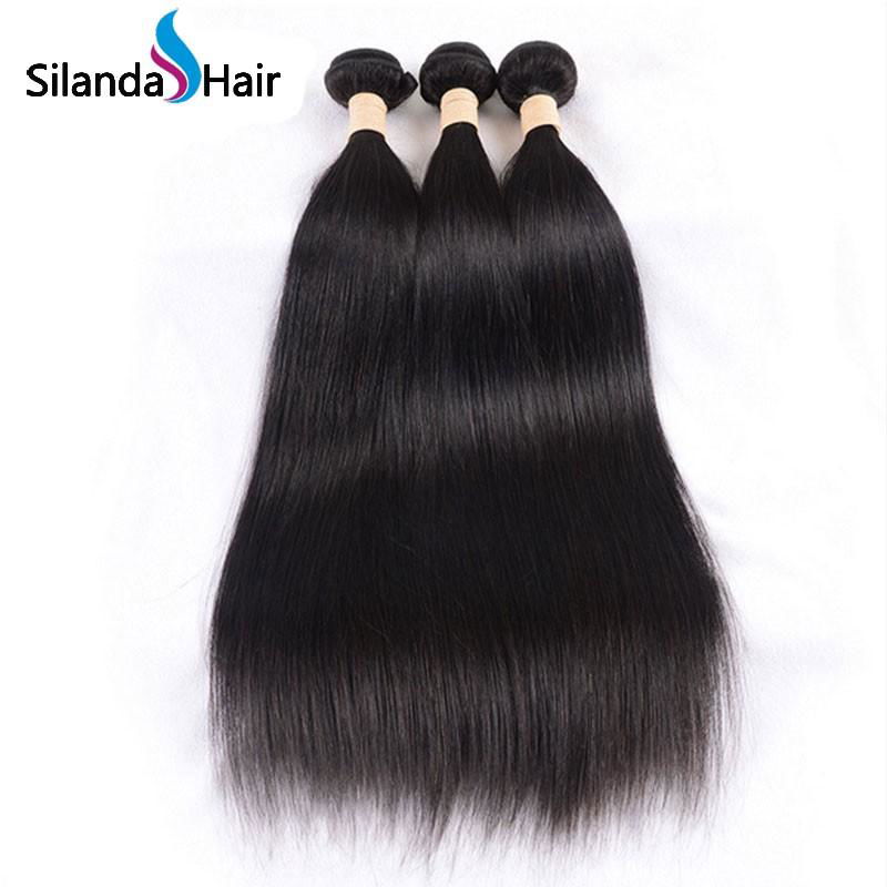 3 Bundles #1B 7A Brazilian Remy Human Hair Straight Extensions Hair Weft 3