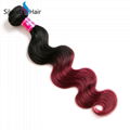  Brazilian 3 Bundles Ombre Hair Body Wave Human Hair Weft #1B-99J 2