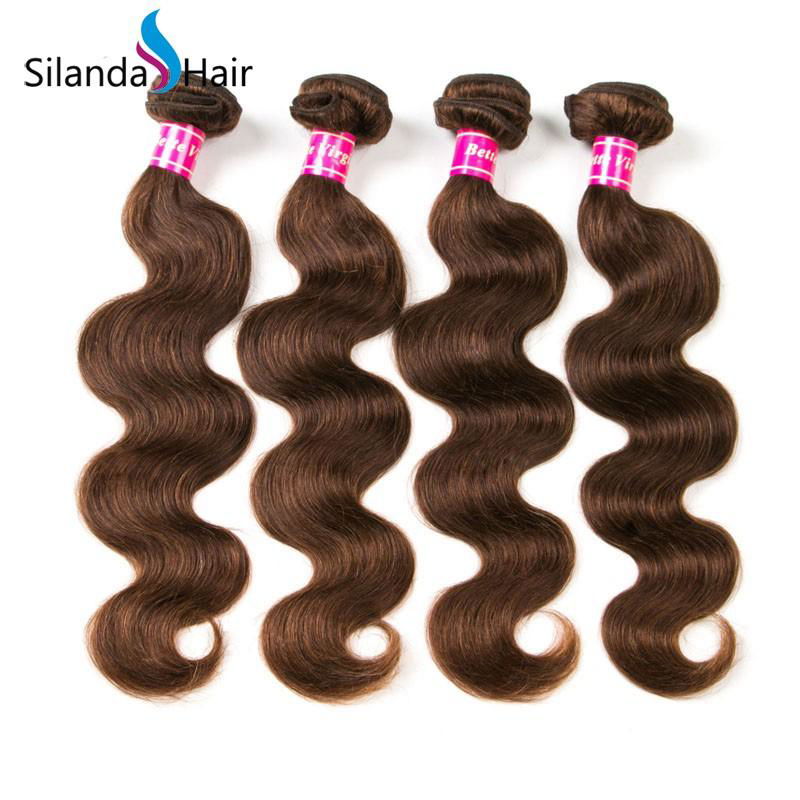  #4 Brazilian Remy Human Hair Weave Bundles 3pcs Hair Wavy Weft