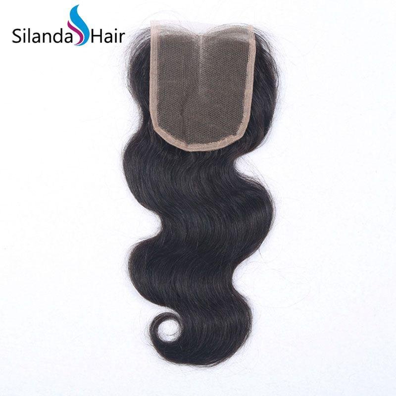 Pure 100% Brazilian Virgin Remy Human Hair 4"X4" Lace Closure #1B Body Wave 2