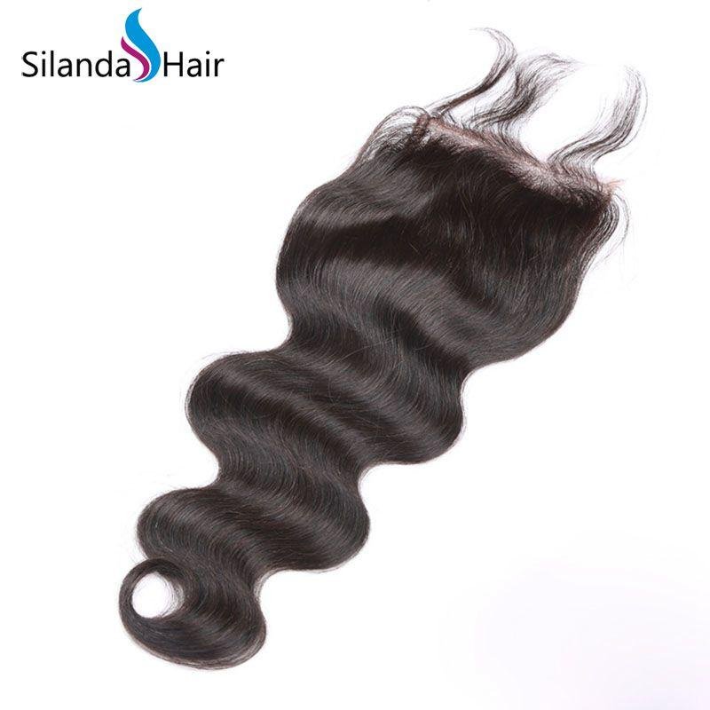 Pure 100% Brazilian Virgin Remy Human Hair 4"X4" Lace Closure #1B Body Wave 3