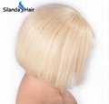 #613 Blonde Short Bob Straight Brazilian Remy Human Hair Lace Front Wigs 8 Inch 2