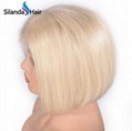 #613 Blonde Short Bob Straight Brazilian Remy Human Hair Lace Front Wigs 8 Inch 4