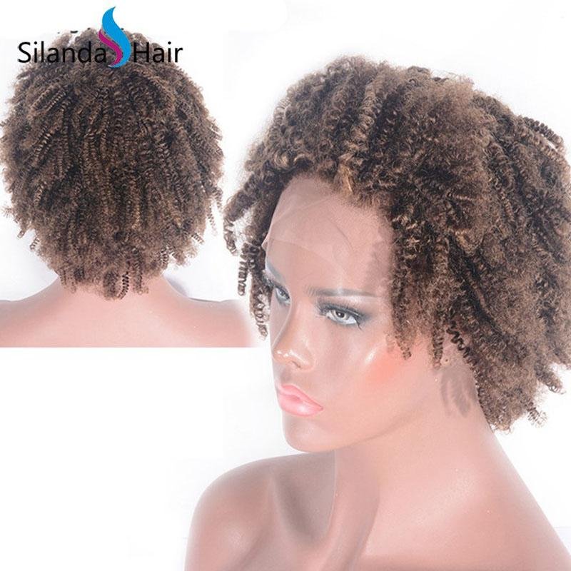#4-27 Curly Brazilian Remy Human Hair 12" Lace Frontal Wigs 5