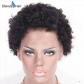 Afro Curly #1B Brazilian Remy Human Hair Full Lace Wigs 3