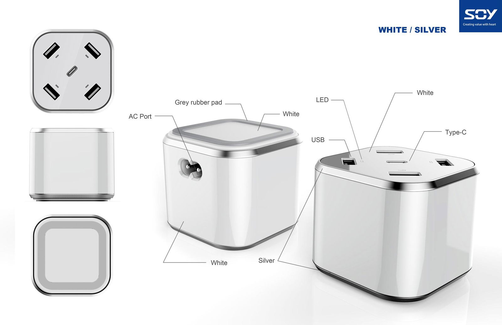 48W 4USB & Type-C Charging Station 4