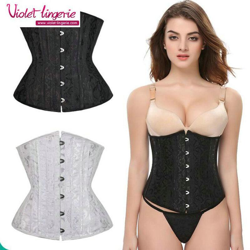 26pcs steel boned waist trainer Sexy Corset Hot Shaper embroidery