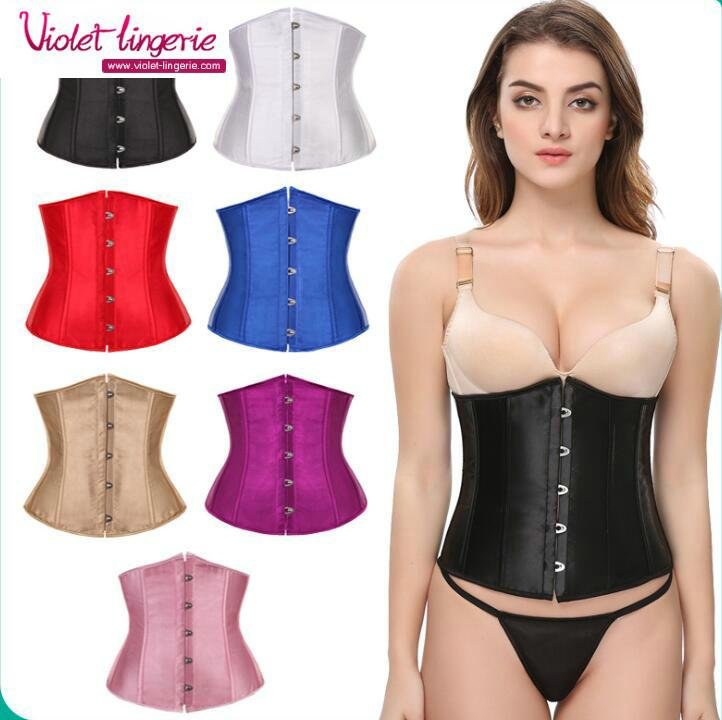 sexy satin waist trainer lace up underbust corset  1