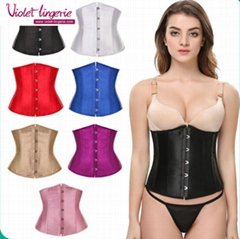 sexy satin waist trainer lace up underbust corset 