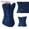 sexy blue embroidery corset back lace up shaper wholesale bustier
