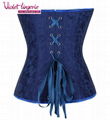 sexy blue embroidery corset back lace up shaper wholesale bustier