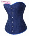 sexy blue embroidery corset back lace up shaper wholesale bustier