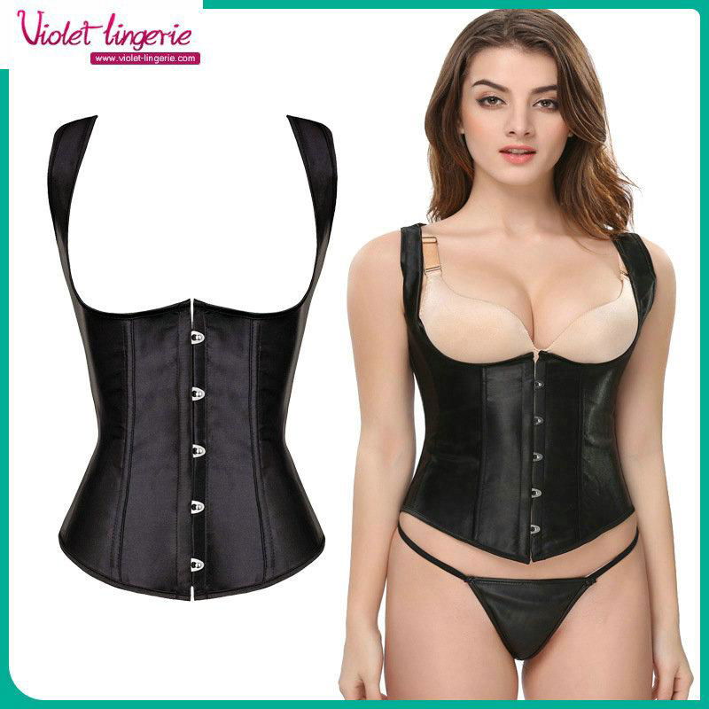 Black Steel Boned Underbust Corset Lace Up Shaper Wholesale Bustier