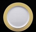Disposable Round Plastic Bowl With Gold Rim 1