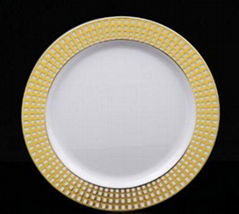 Disposable Round Plastic Bowl With Gold Rim