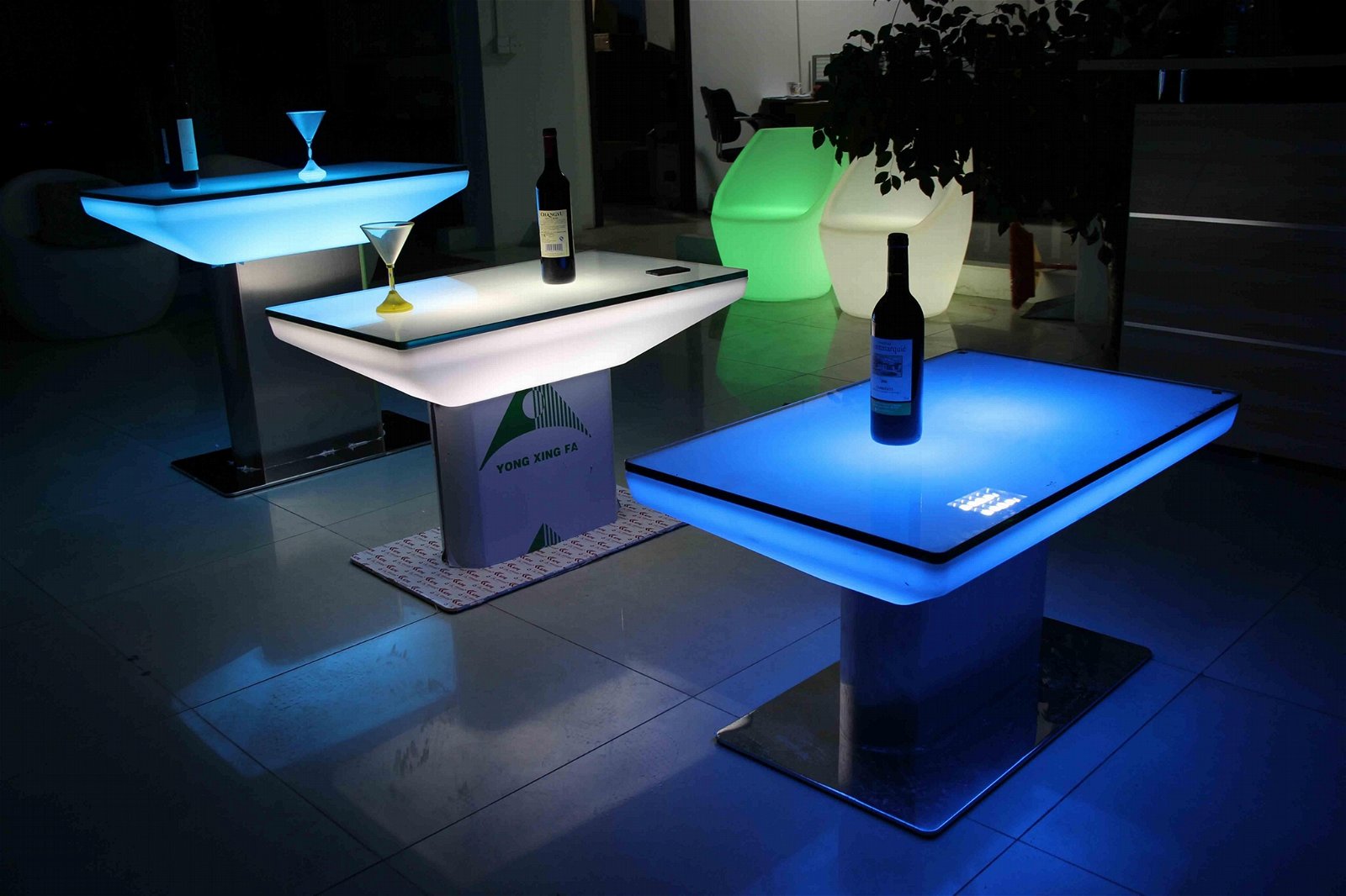 Led furniture aluminum base table plastic coffee tea table