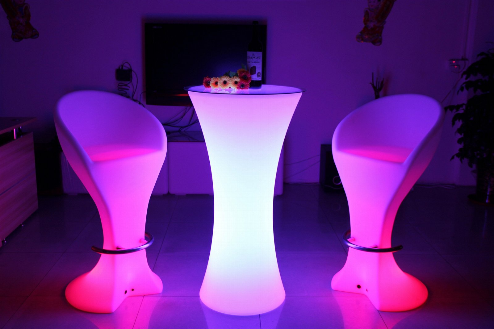 Infrared remote control illuminated led party cocktail tables and stool 3