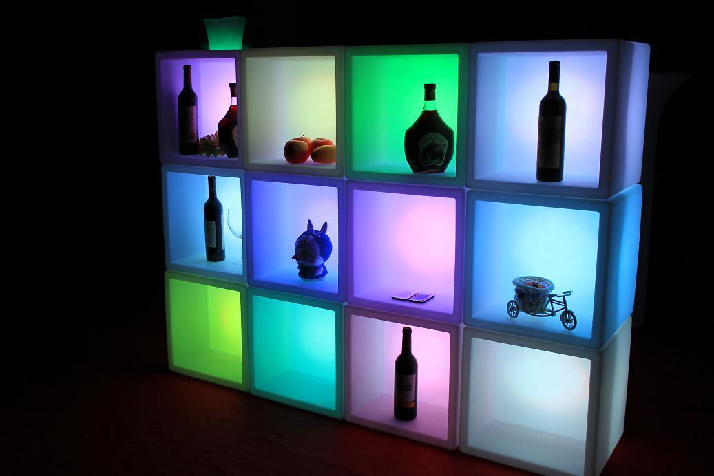 Led plastic chair table light flashing Illuminated cube follew pot