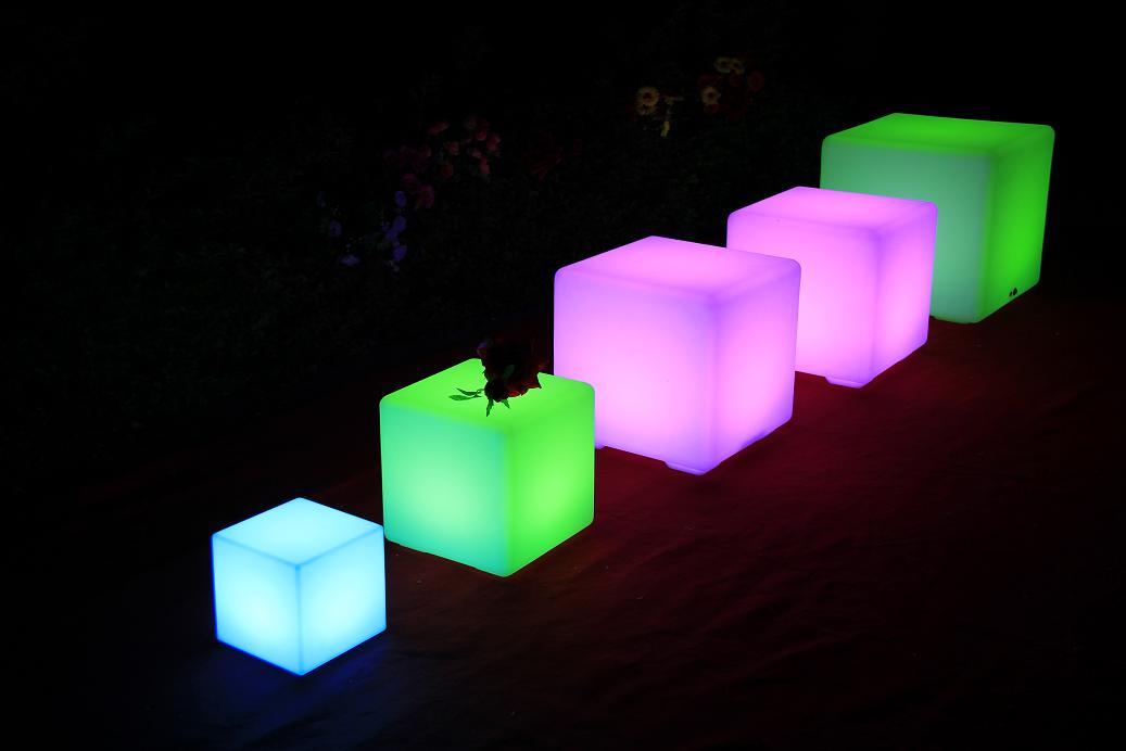 Plastic outdoor led light multi-colors changing cube stool chair 5