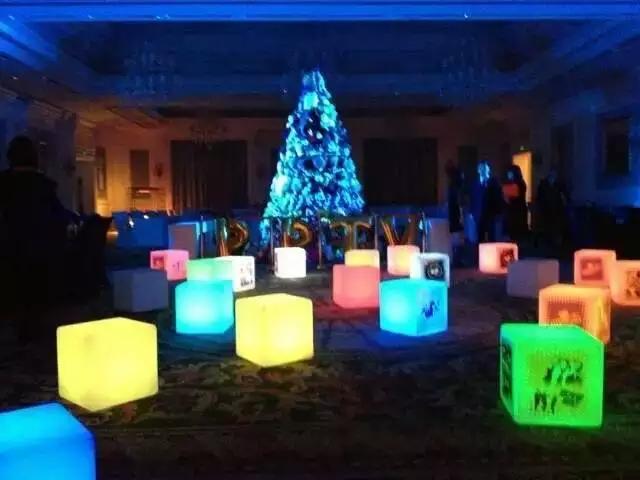 Plastic outdoor led light multi-colors changing cube stool chair