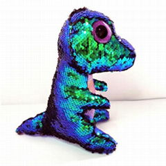 Sparkly plush toy dinosaur Glitter plush toy dinosaur Reversible Sequin plushie 