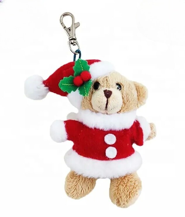 Small xmas plush keychain Plush Set for Christmas Mini Bear Plush Xmas keychain 4