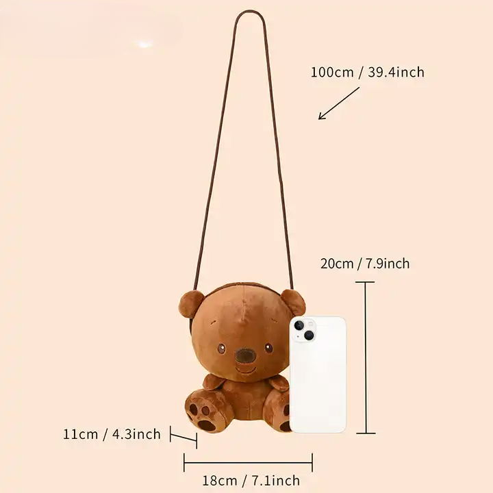 Custom plush bear crossbody bag plush bag cross-body cartoon novelty plush purse 4