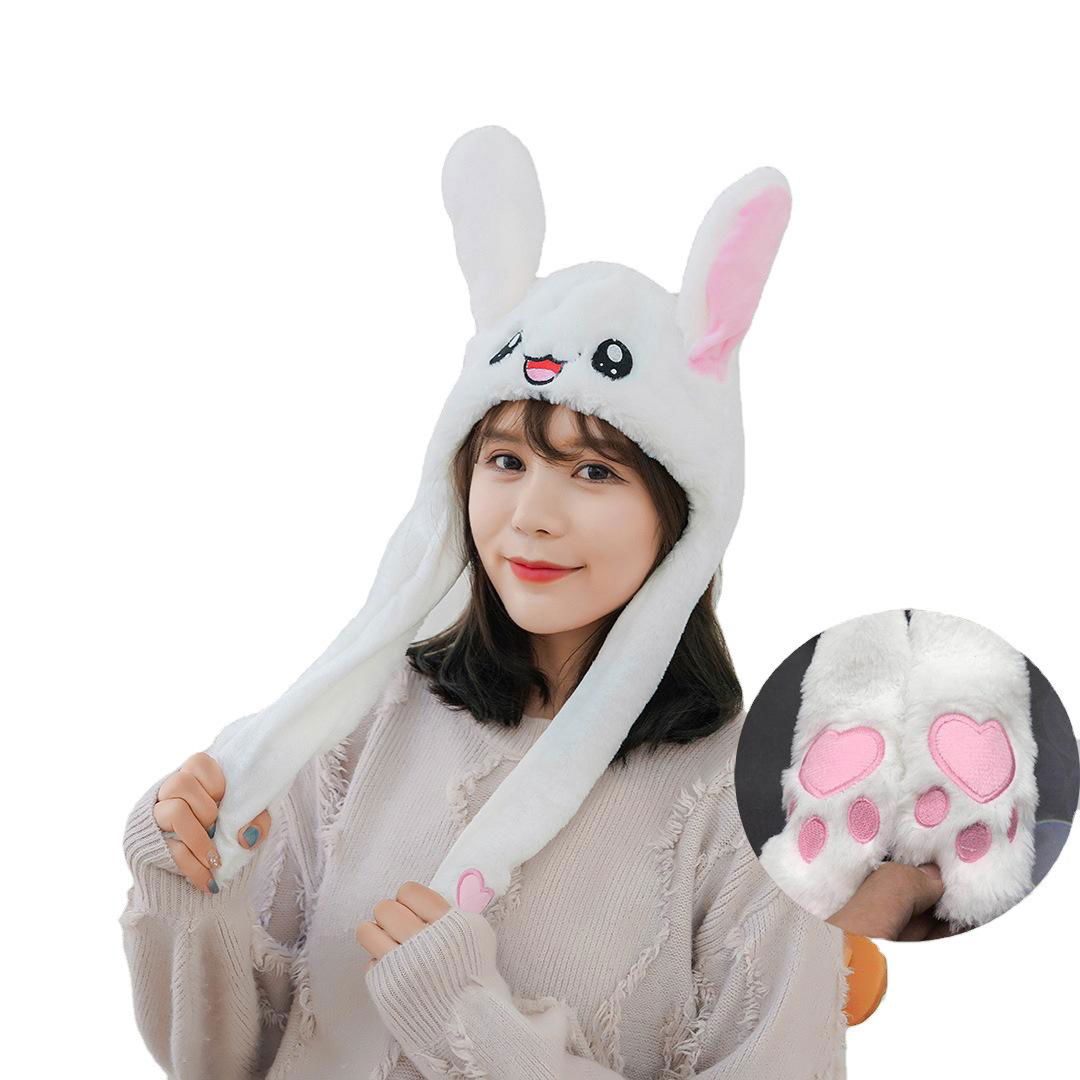 Plush Hat Moving Ears Moving Rabbit Ears Hat Moving Ear Hat Animal Jumping Hats  4