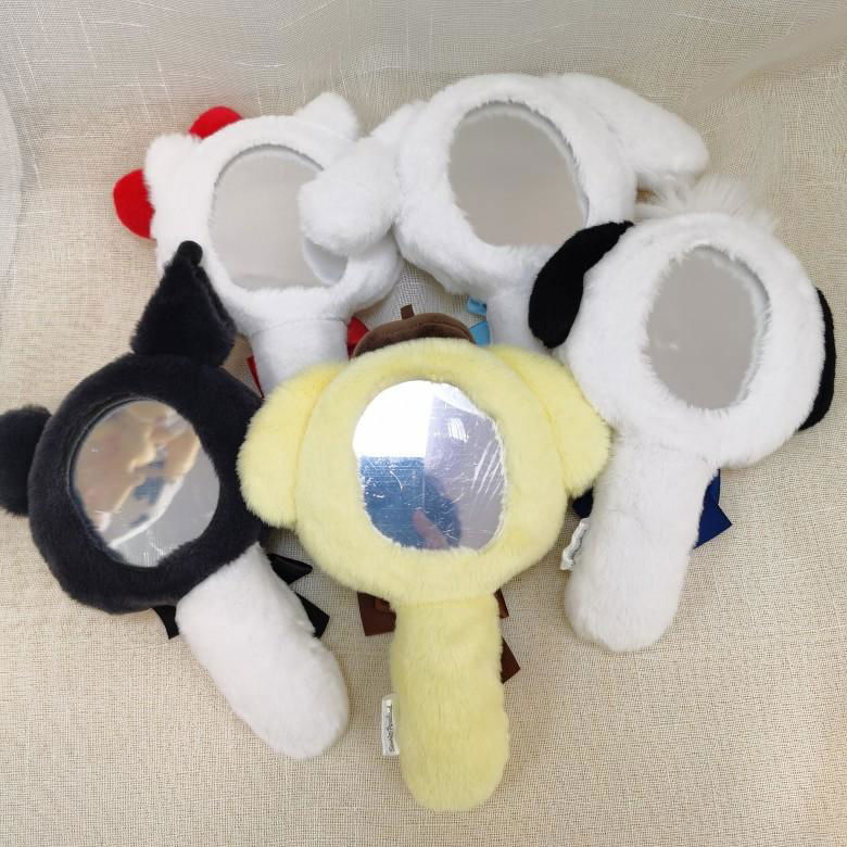 Cartoon Plush Hand Mirror Plush Makeup Mirror Cute Kitty Cosmetic Mirror Plush