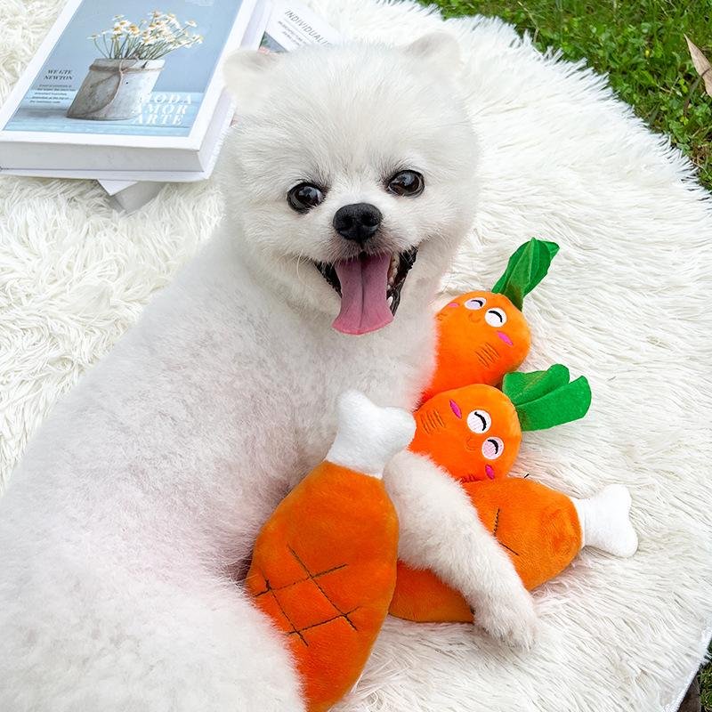Pet Plush Vocal Toys Pet Squeaky plush toys Plush Bone Dog Toy Carrot Plushies 4