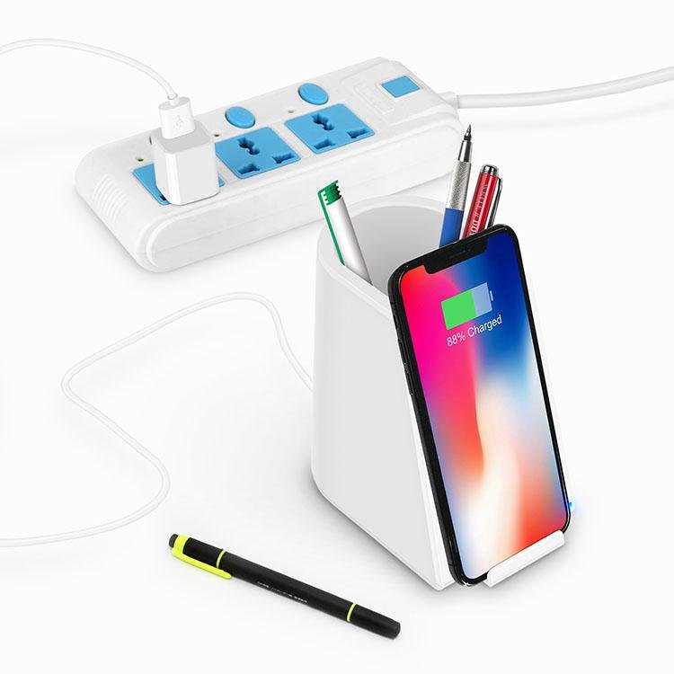 new style desktop pen holder with wireless charger for iphone samsung 2