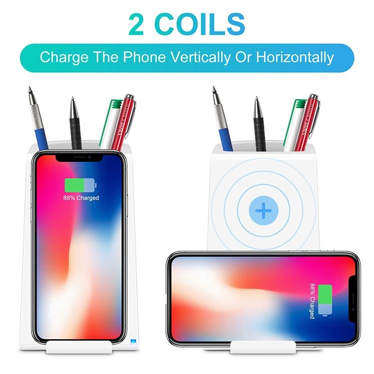 new style desktop pen holder with wireless charger for iphone samsung 4
